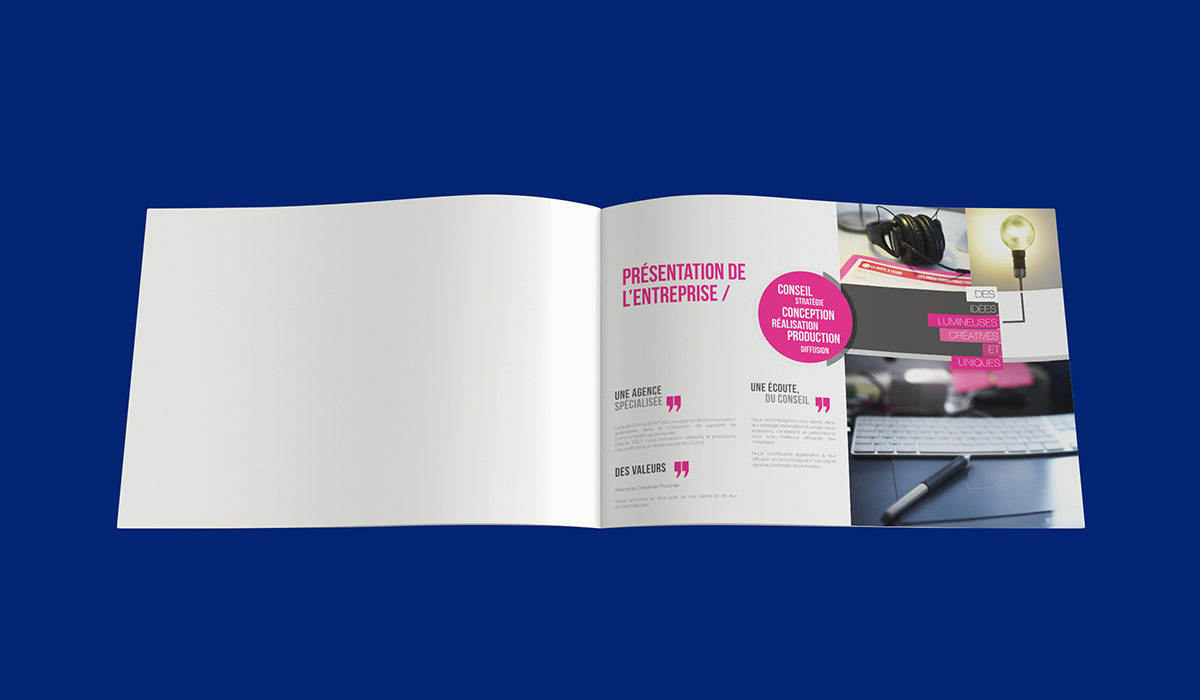 brochure la boîte à films, page de présentation de l'entreprise
